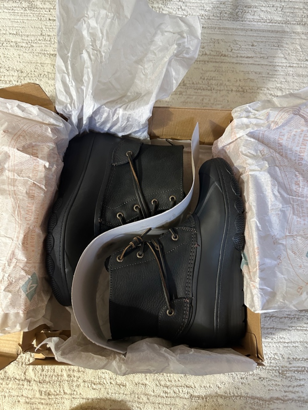 New Sperry Black Women's Waterproof Lace-Up Winter Boots zipper in back of boot
